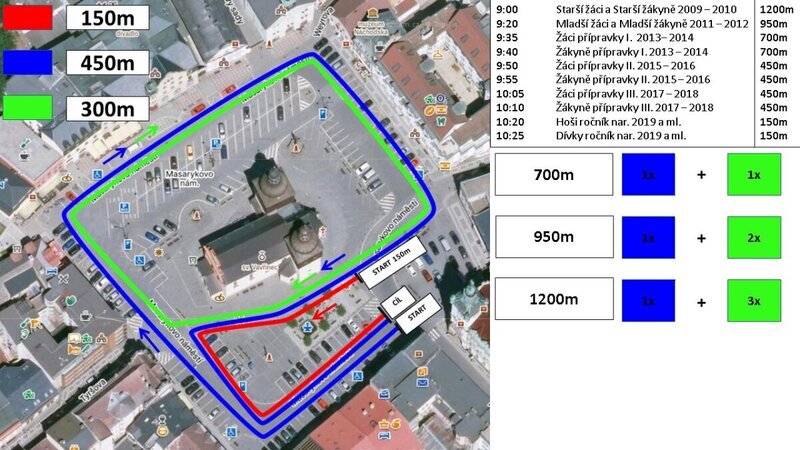 Mapa trasy Běh Hronov - Náchod 450 m