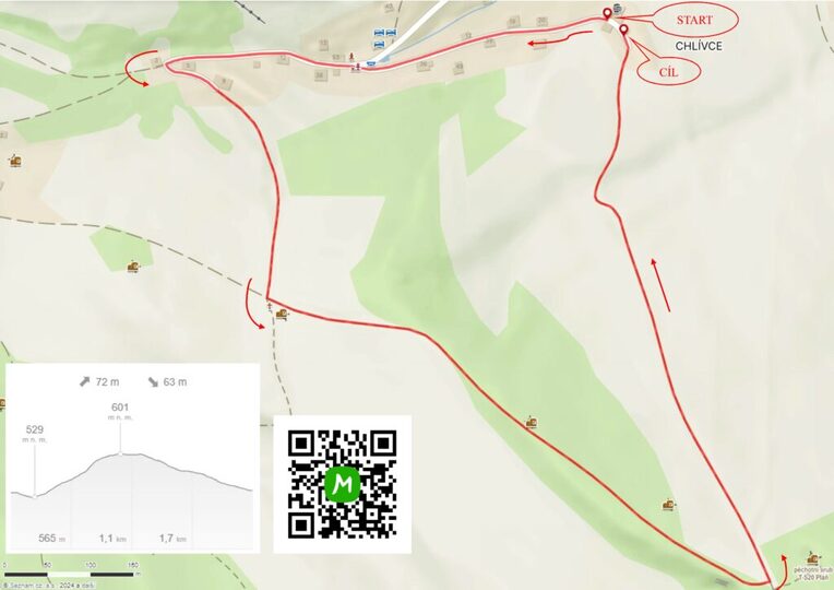 Mapa trasy Jestřebí kros Fit 2,3 km