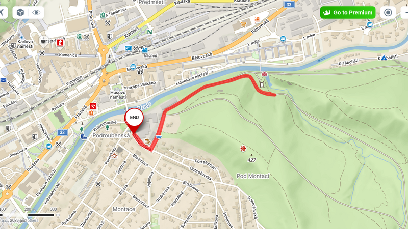 Mapa trasy Montacké vlnky 1,5 km