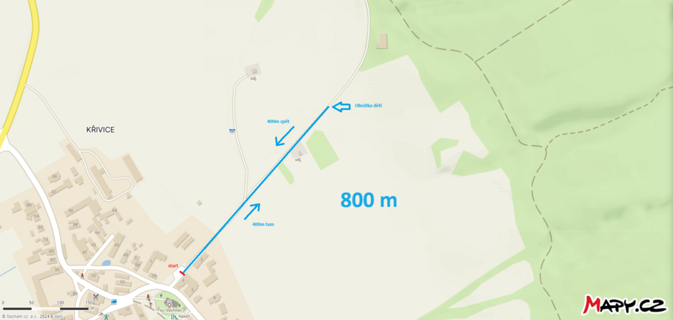 Mapa trasy Křivinský kros – Dětská trať