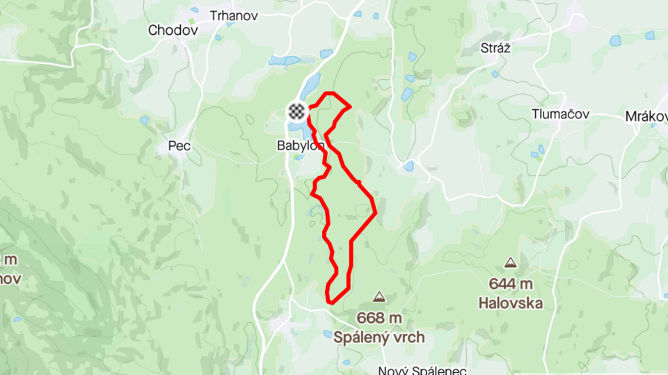 Mapa trasy Desítka na Babčáku
