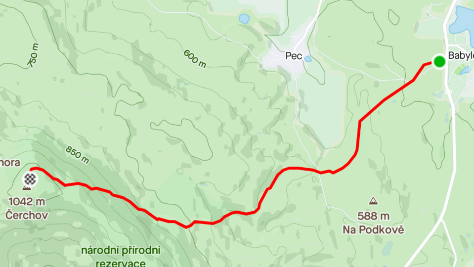 Mapa trasy Vrbatova cesta