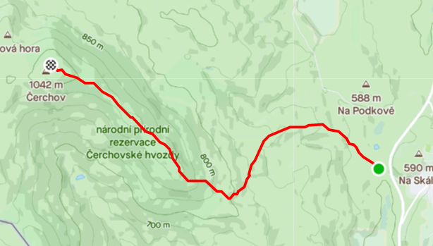 Mapa trasy Čerchovské blue-s