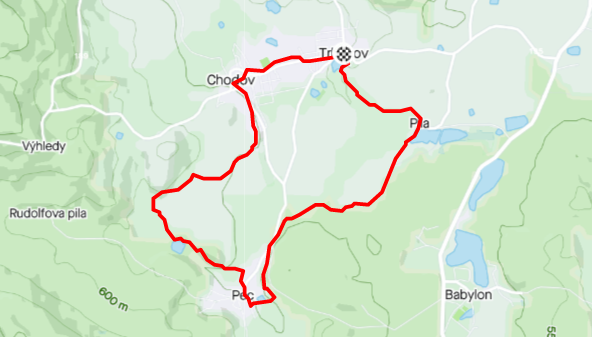 Mapa trasy Špillarovo obrázkem
