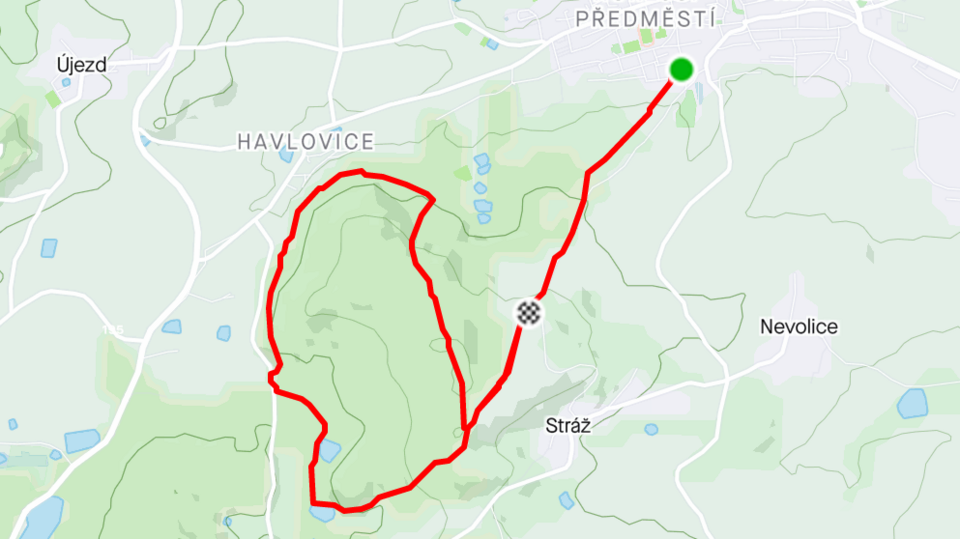 Mapa trasy Zelenovská nota