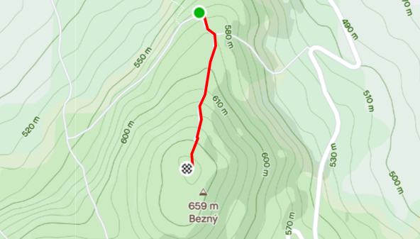 Mapa trasy Stoupání na Bezný