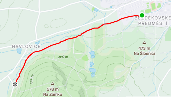 Mapa trasy Domažlická Letecká Dráha