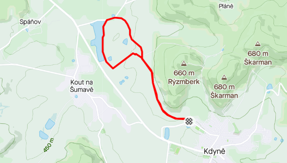 Mapa trasy Sedma Památných Stromů
